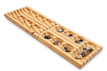 Jeu de Kalaha Small Foot – Boîte en Bois Bambou avec 48 Pions