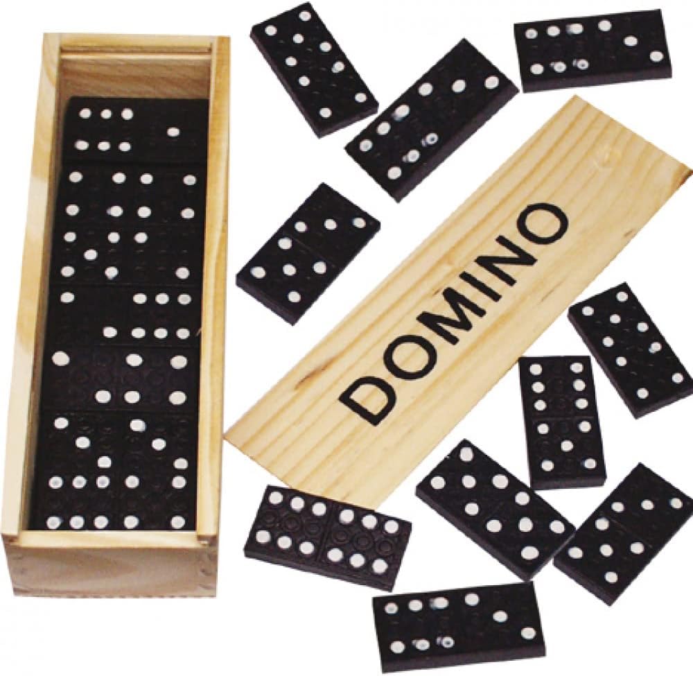 Jeu de Dominos En Bois Noir
