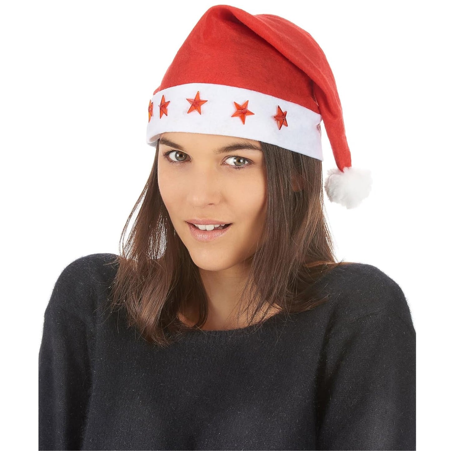 Bonnet De Noël Étoiles Lumineuses Accessoires Fête Adulte