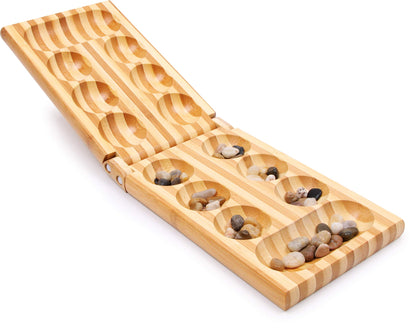 Jeu de Kalaha Small Foot – Boîte en Bois Bambou avec 48 Pions