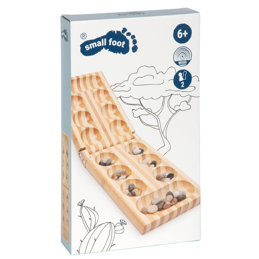 Jeu de Kalaha Small Foot – Boîte en Bois Bambou avec 48 Pions