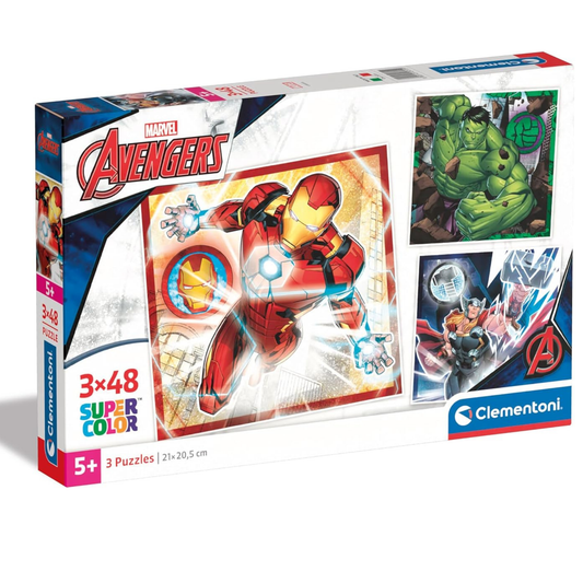 Lot de 3 Puzzles Clementoni Marvel Avengers – 48 Pièces