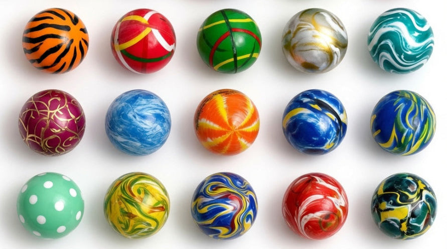 Lot de 10 Balles Rebondissantes 27 mm – Coloris Aléatoires