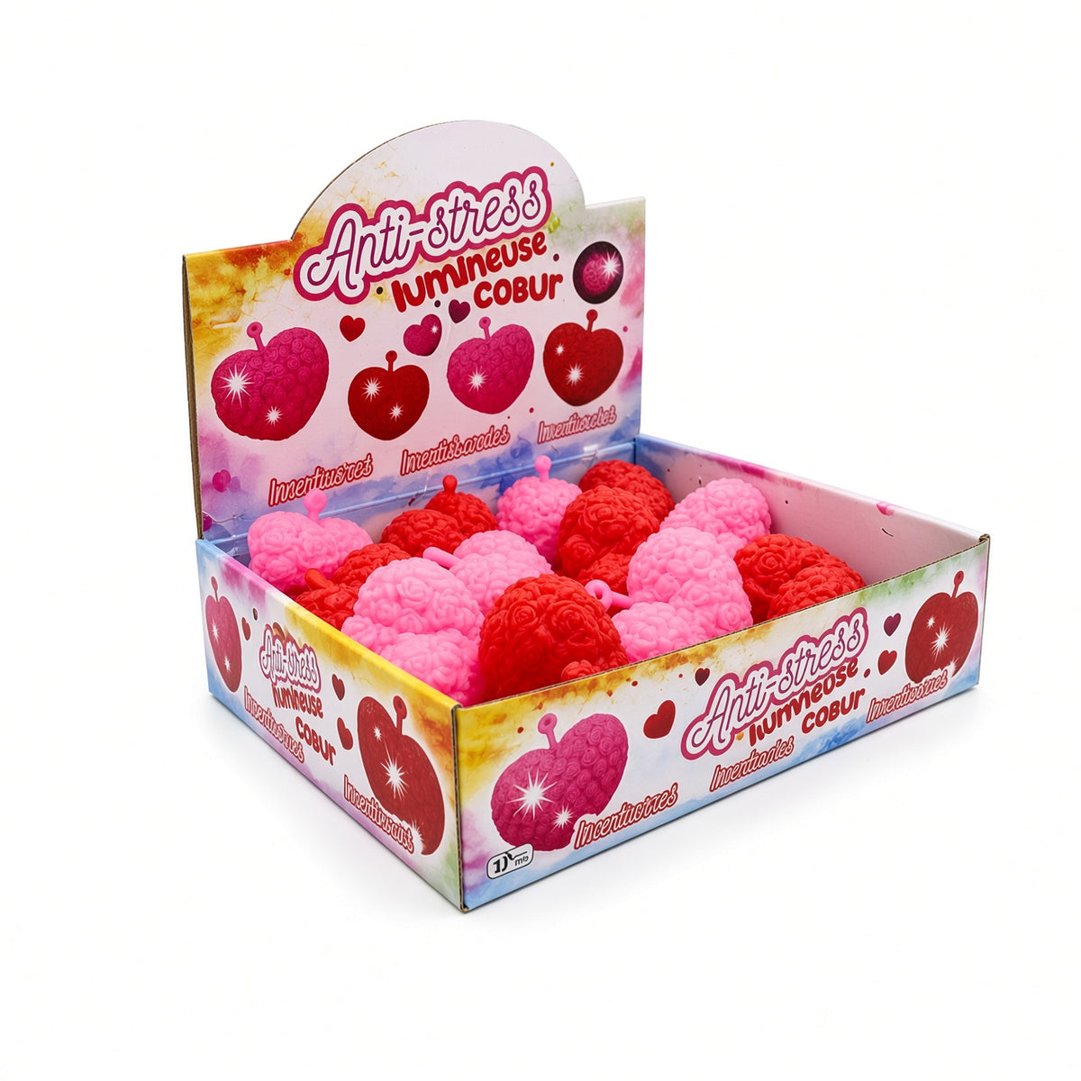 Yoyo Squishy Cœur Rose/Rouge LED – Anti-Stress Lumineux