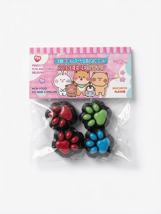 Lot de 4 Petites Pattes de Chat Squishy Anti-Stress