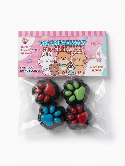 Lot de 4 Petites Pattes de Chat Squishy Anti-Stress