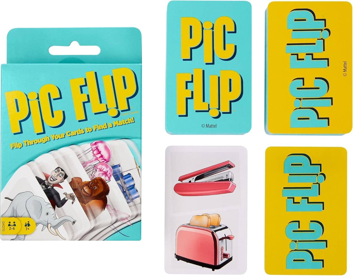 Mattel Games Pic Flip Jeu de Cartes Familial 110 Cartes Dès 7 Ans