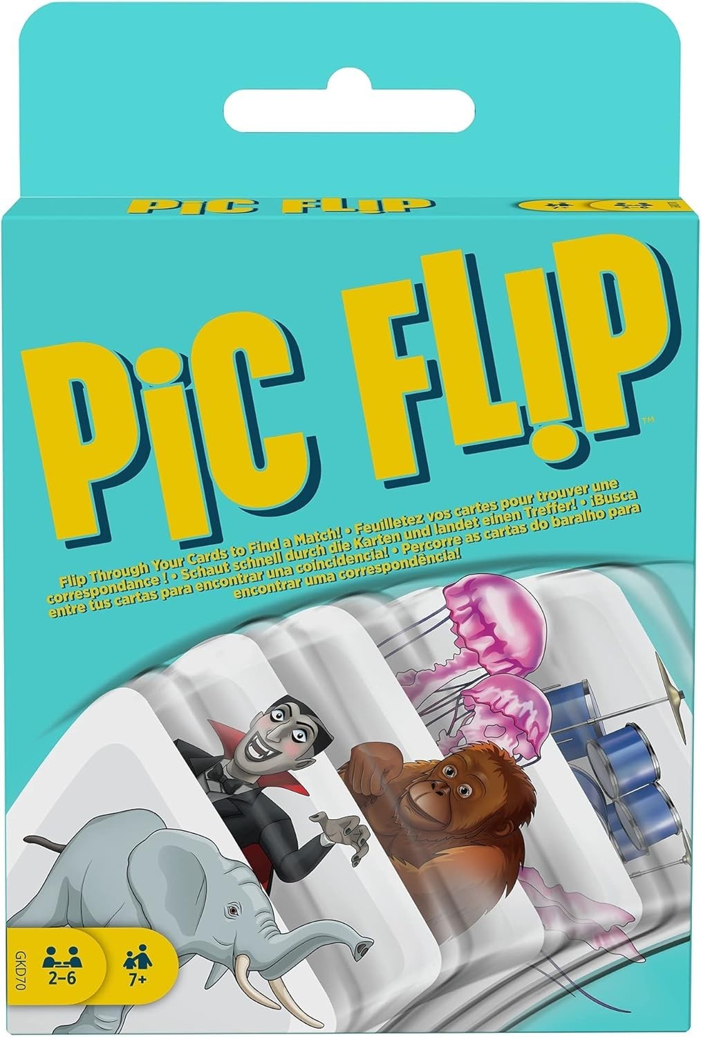 Mattel Games Pic Flip Jeu de Cartes Familial 110 Cartes Dès 7 Ans